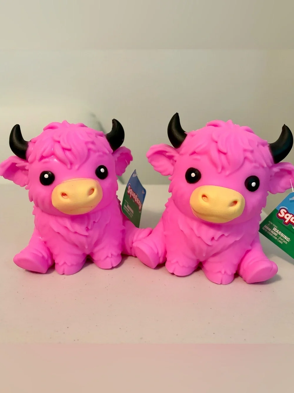 Sunny Days Squeezy Pink Highland Cow Sensory Toy x2
